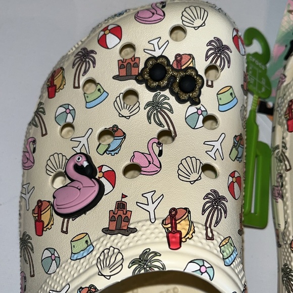 Crocs classic spring break clog Pool party beach palm flamingo shell big kids J4 - Picture 4 of 13